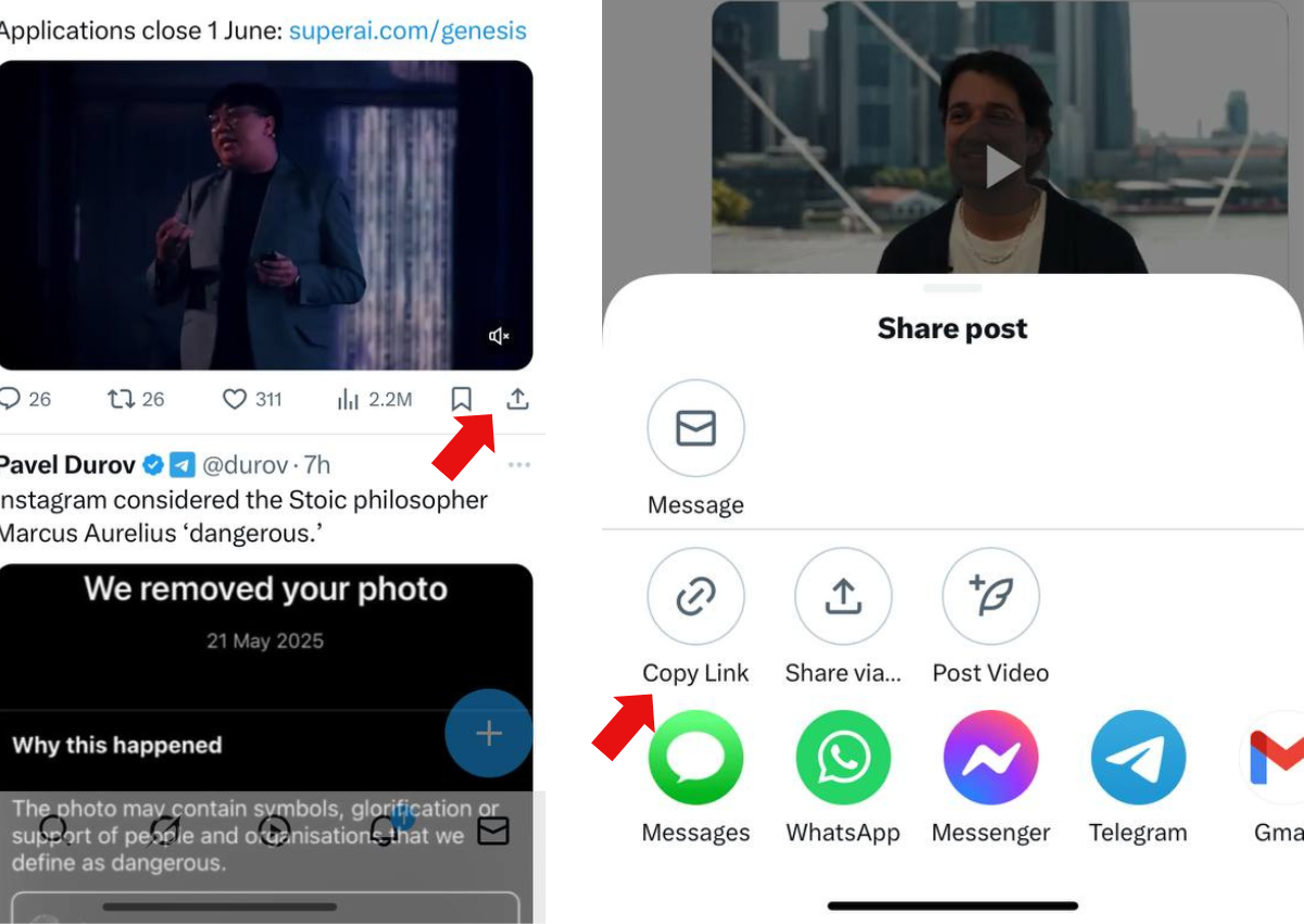 Copy the Tweet Link